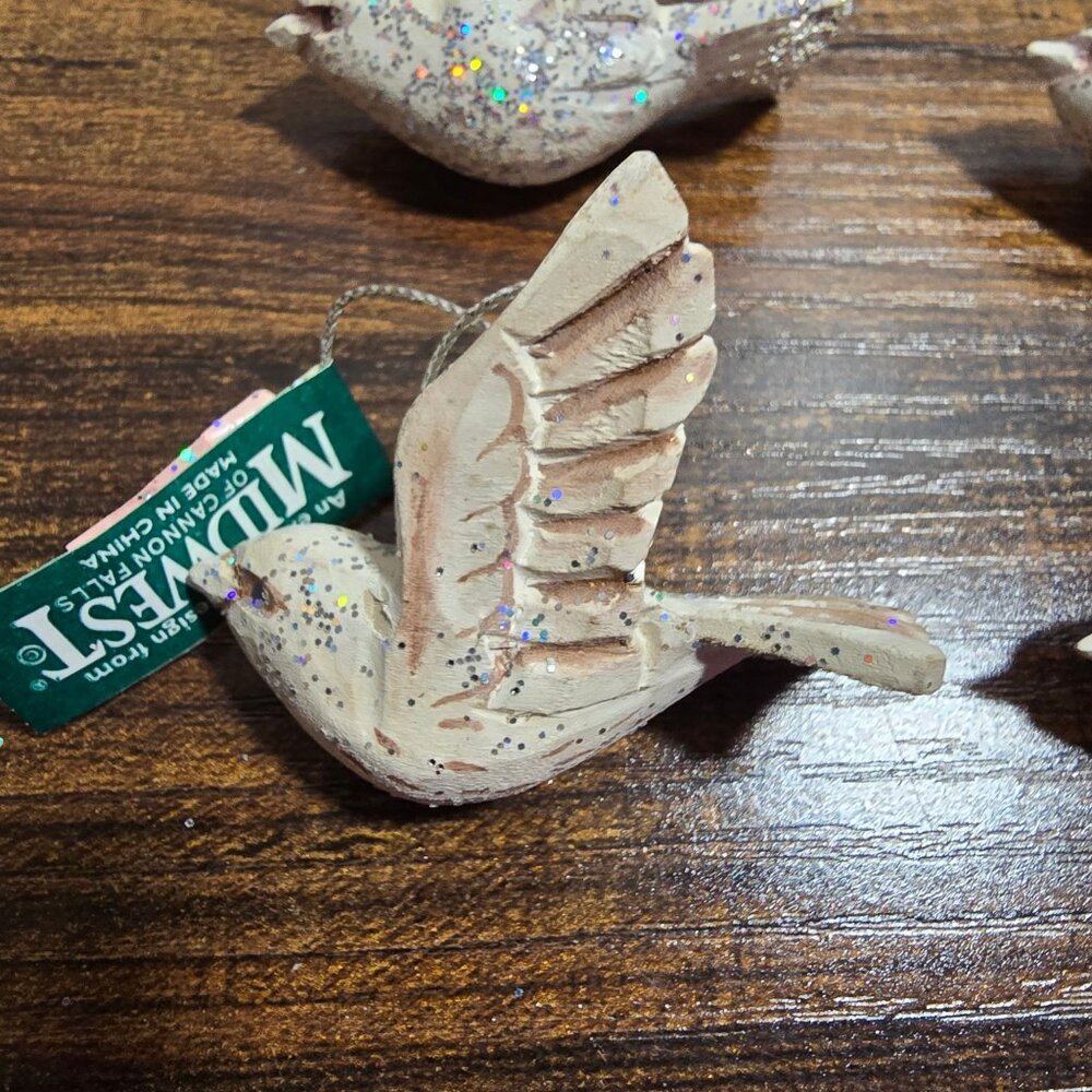 Set of 4 Glittery Dove Hanging Ornaments by Midwest of Canon Falls - Picture 4 of 10